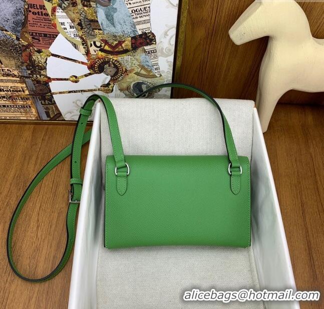 Luxury Cheap Hermes Snap Wallet in Epsom Leather H3121 Green 2024 (Half Handmade)