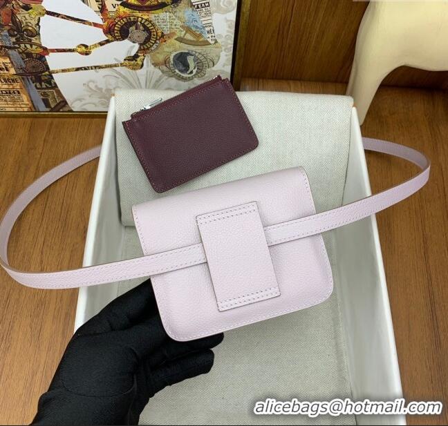 Spot Bulk Hermes Constance Slim Wallet with Leather Strap in Evercolor Leather Dream H0112 Purple/Silver 2024( Half Hand