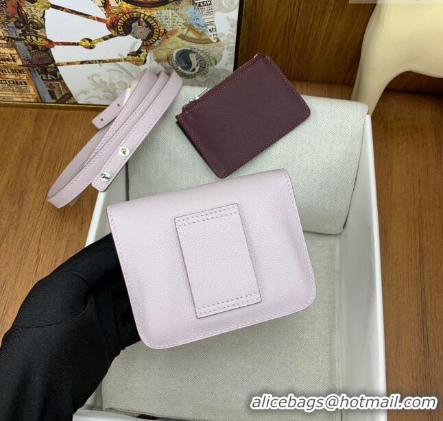 Spot Bulk Hermes Constance Slim Wallet with Leather Strap in Evercolor Leather Dream H0112 Purple/Silver 2024( Half Hand