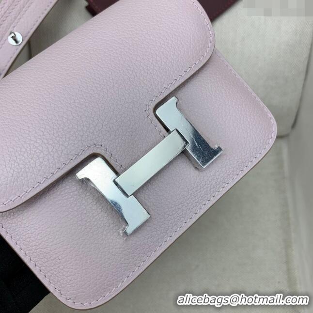 Spot Bulk Hermes Constance Slim Wallet with Leather Strap in Evercolor Leather Dream H0112 Purple/Silver 2024( Half Hand