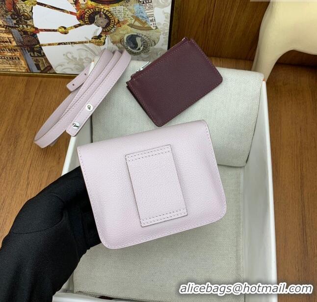 Spot Bulk Hermes Constance Slim Wallet with Leather Strap in Evercolor Leather Dream H0112 Purple/Silver 2024( Half Hand