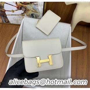 Discount Hermes Constance Slim Wallet with Leather Strap in Epsom Leather H0112 Milkshake White/Gold 2024 (Half Handmade