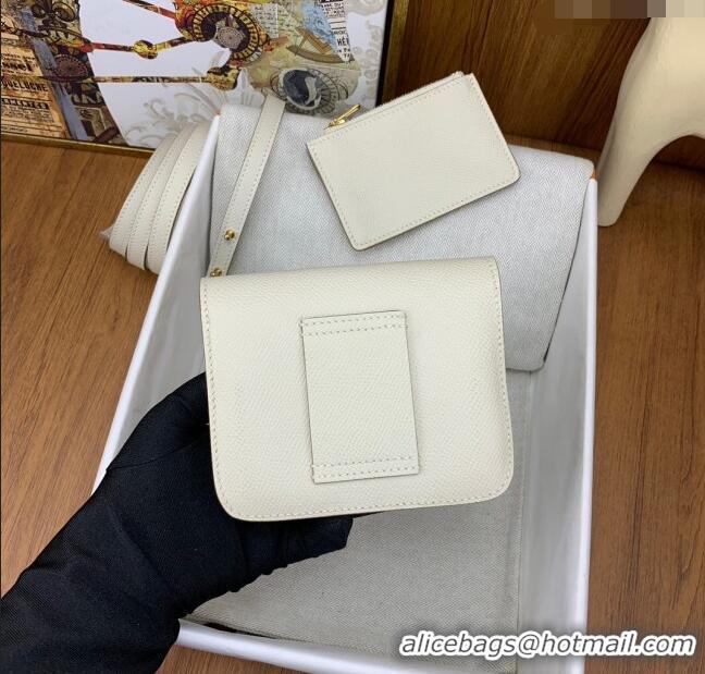 Discount Hermes Constance Slim Wallet with Leather Strap in Epsom Leather H0112 Milkshake White/Gold 2024 (Half Handmade