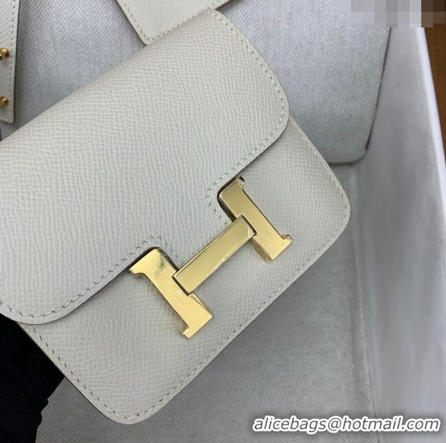 Discount Hermes Constance Slim Wallet with Leather Strap in Epsom Leather H0112 Milkshake White/Gold 2024 (Half Handmade