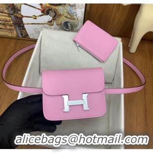 Inexpensive Hermes Constance Slim Wallet with Leather Strap in Epsom Leather H0112 Malva Violet/Silver 2024 (Half Handma