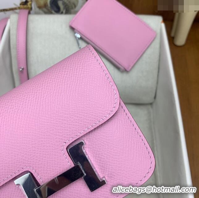 Inexpensive Hermes Constance Slim Wallet with Leather Strap in Epsom Leather H0112 Malva Violet/Silver 2024 (Half Handma