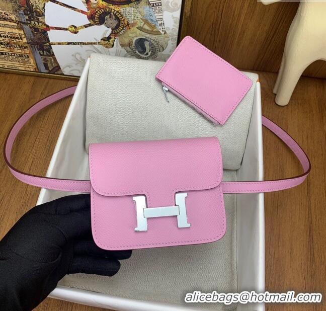 Inexpensive Hermes Constance Slim Wallet with Leather Strap in Epsom Leather H0112 Malva Violet/Silver 2024 (Half Handma