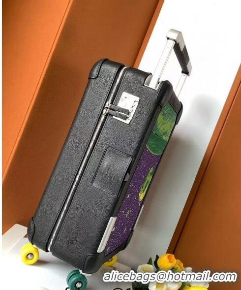 Top Quality Hermes R.M.S Cabin Suitcase Luggage Travel bag 55cm in Printed Canvas and Leather H2053 Purple/Green 2024