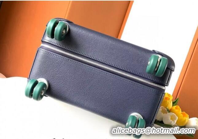 High Quality Hermes R.M.S Cabin Suitcase Luggage Travel bag 55cm in Printed Canvas and Leather H2053 Green/Dark Blue 202