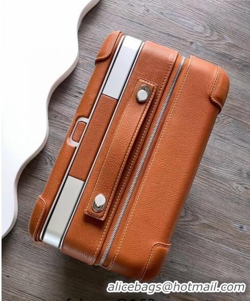 Cheapest Hermes R.M.S Cabin Suitcase Luggage Travel bag 55cm in Printed Canvas and Leather H2053 Brown/Red 2024