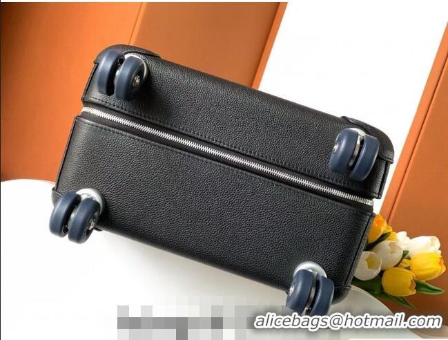 New Style Hermes R.M.S Cabin Suitcase Luggage Travel bag 55cm in Printed Canvas and Leather H2053 Black/Purple 2024