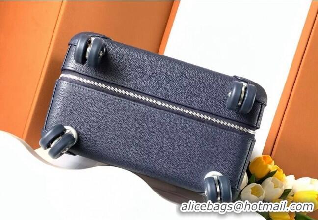 Spot Bulk Hermes R.M.S Cabin Suitcase Luggage Travel bag 55cm in Printed Canvas and Leather H2053 Dark Blue/Purple 2024