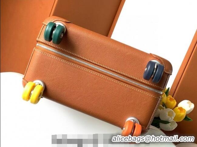 Market Sells Hermes R.M.S Cabin Suitcase Luggage Travel bag 55cm in Printed Canvas and Leather H2053 Brown/Orange 2024