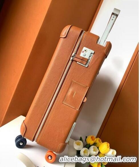 Market Sells Hermes R.M.S Cabin Suitcase Luggage Travel bag 55cm in Printed Canvas and Leather H2053 Brown/Orange 2024