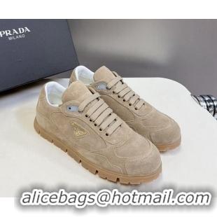 Low Cost Prada Faded suede sneakers Beige 719128