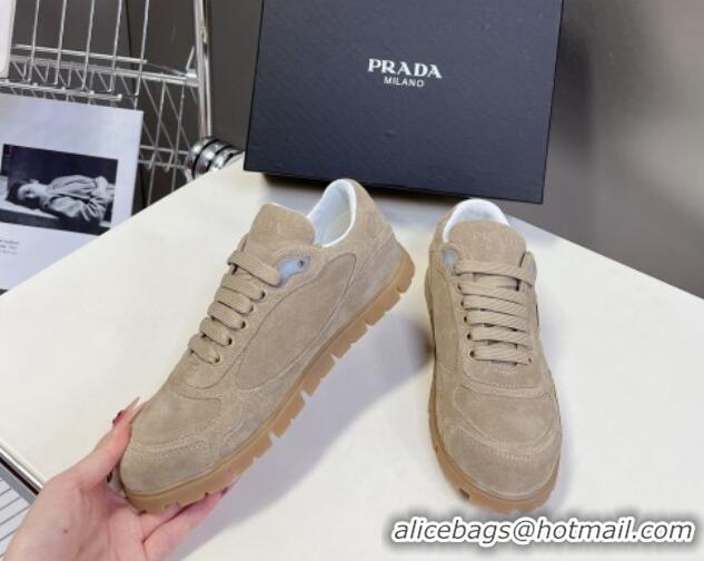 Low Cost Prada Faded suede sneakers Beige 719128