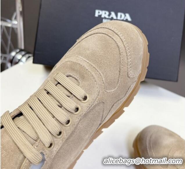 Low Cost Prada Faded suede sneakers Beige 719128