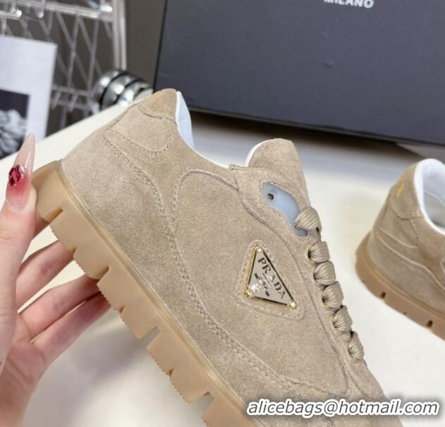 Low Cost Prada Faded suede sneakers Beige 719128