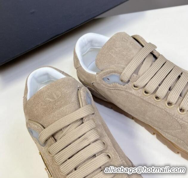 Low Cost Prada Faded suede sneakers Beige 719128