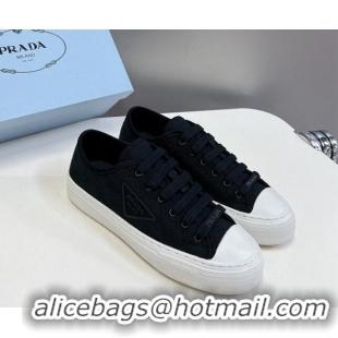 Comfortable Prada Fabric Triangle logo sneakers Black 719129