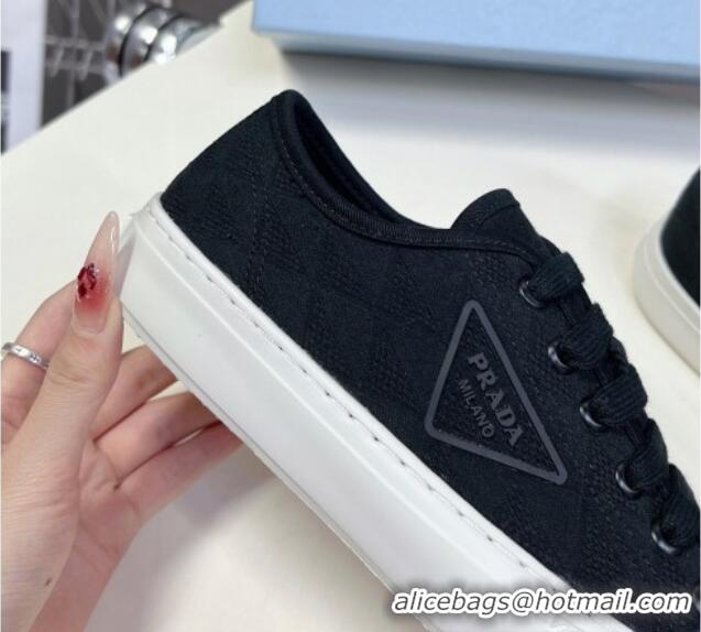 Comfortable Prada Fabric Triangle logo sneakers Black 719129