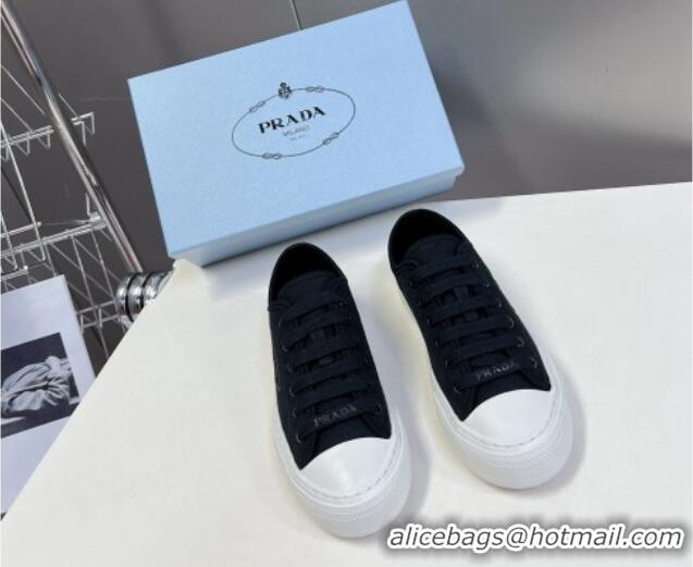 Comfortable Prada Fabric Triangle logo sneakers Black 719129