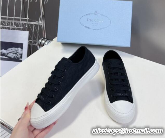 Comfortable Prada Fabric Triangle logo sneakers Black 719129