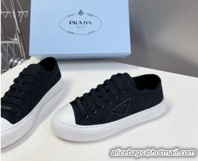 Comfortable Prada Fabric Triangle logo sneakers Black 719129