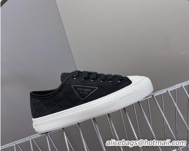 Comfortable Prada Fabric Triangle logo sneakers Black 719129