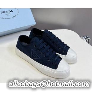 Good Quality Prada Fabric Triangle logo sneakers Dark Blue 719130