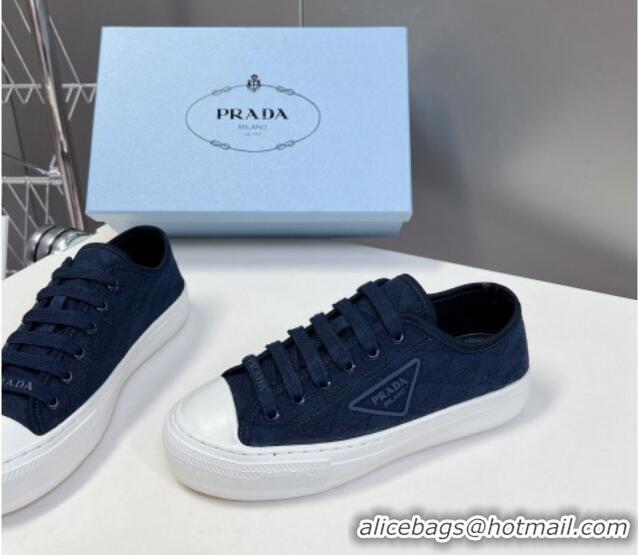 Good Quality Prada Fabric Triangle logo sneakers Dark Blue 719130