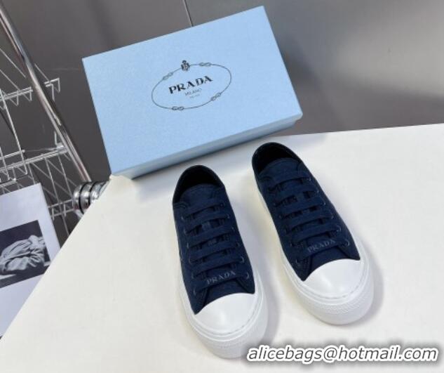 Good Quality Prada Fabric Triangle logo sneakers Dark Blue 719130