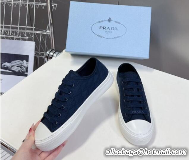 Good Quality Prada Fabric Triangle logo sneakers Dark Blue 719130