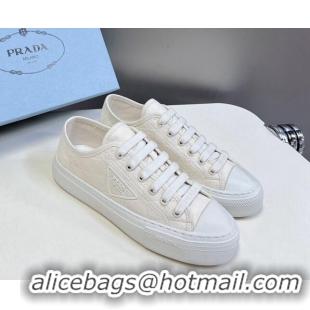 Classic Hot Prada Fabric Triangle logo sneakers Salt White 719131