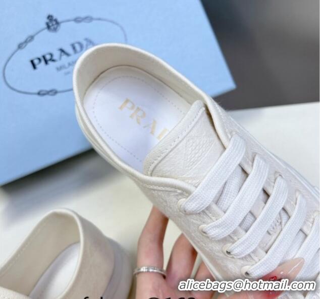 Classic Hot Prada Fabric Triangle logo sneakers Salt White 719131