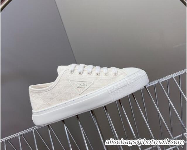 Classic Hot Prada Fabric Triangle logo sneakers Salt White 719131