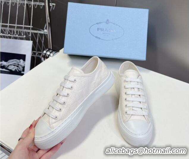 Classic Hot Prada Fabric Triangle logo sneakers Salt White 719131