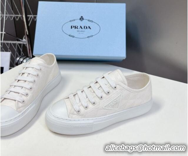 Classic Hot Prada Fabric Triangle logo sneakers Salt White 719131