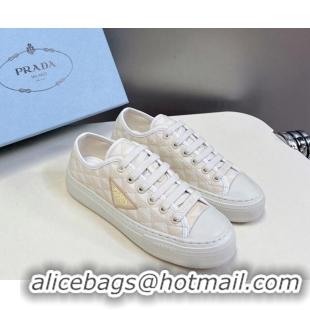 Luxurious Prada Fabric Triangle logo sneakers Light Beige 719133