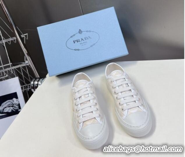 Luxurious Prada Fabric Triangle logo sneakers Light Beige 719133