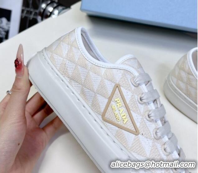 Luxurious Prada Fabric Triangle logo sneakers Light Beige 719133