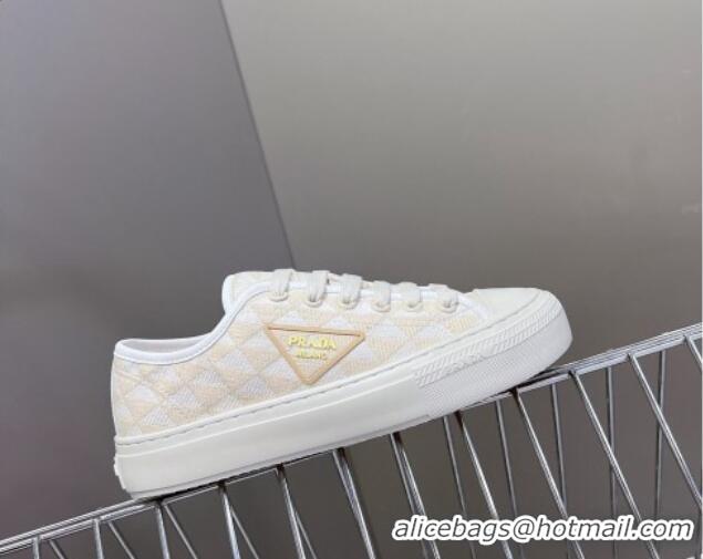 Luxurious Prada Fabric Triangle logo sneakers Light Beige 719133