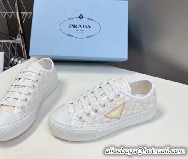 Luxurious Prada Fabric Triangle logo sneakers Light Beige 719133