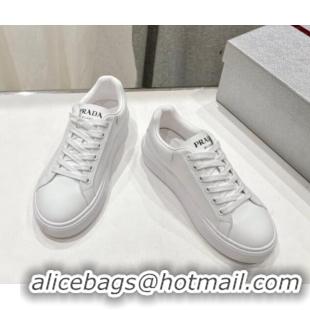 Purchase Prada White leather sneakers with White Tab 719134