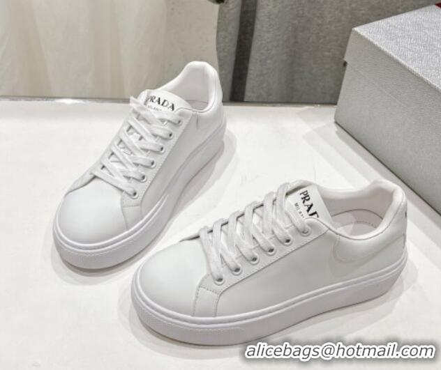 Purchase Prada White leather sneakers with White Tab 719134