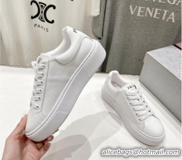 Purchase Prada White leather sneakers with White Tab 719134