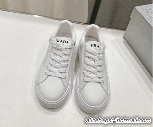 Purchase Prada White leather sneakers with White Tab 719134