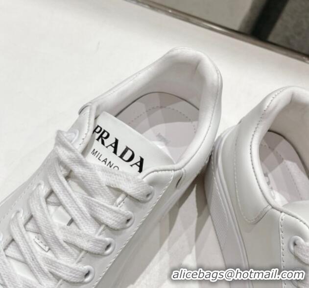 Purchase Prada White leather sneakers with White Tab 719134