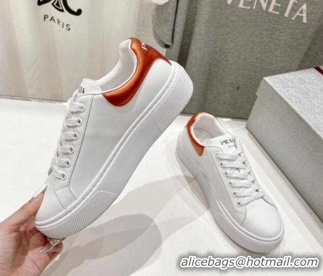 Best Grade Prada White leather sneakers with Orange Tab 719135