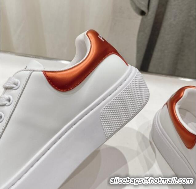 Best Grade Prada White leather sneakers with Orange Tab 719135